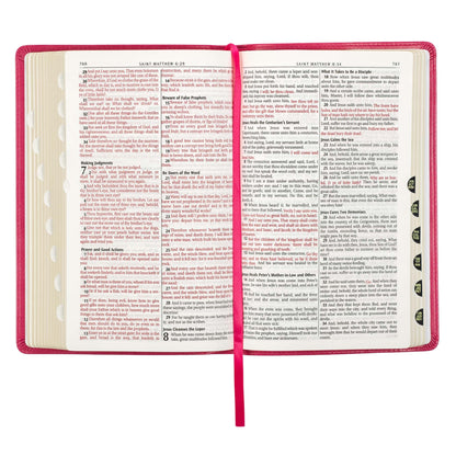 Pink Faux Leather King James Version Deluxe Gift Bible with Thumb Index - The Christian Gift Company