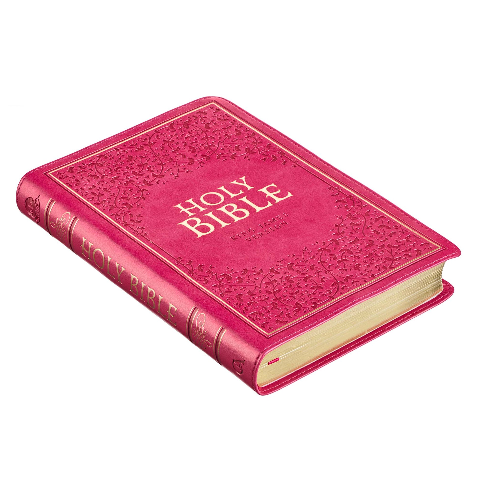 Pink Faux Leather King James Version Deluxe Gift Bible with Thumb Index - The Christian Gift Company