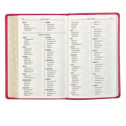 Pink Faux Leather King James Version Deluxe Gift Bible with Thumb Index - The Christian Gift Company