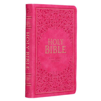 Pink Faux Leather King James Version Deluxe Gift Bible with Thumb Index - The Christian Gift Company