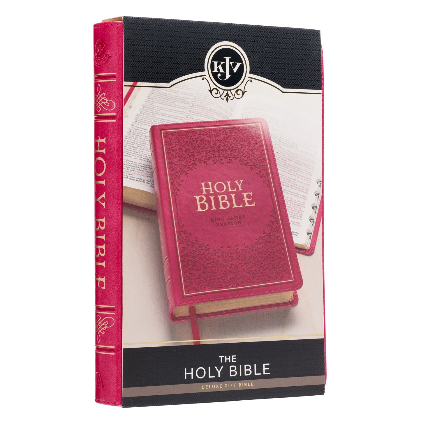 Pink Faux Leather King James Version Deluxe Gift Bible with Thumb Index - The Christian Gift Company