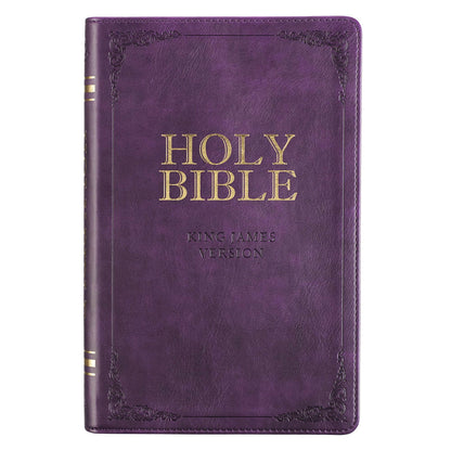 Purple Faux Leather King James Version Deluxe Gift Bible with Thumb Index - The Christian Gift Company