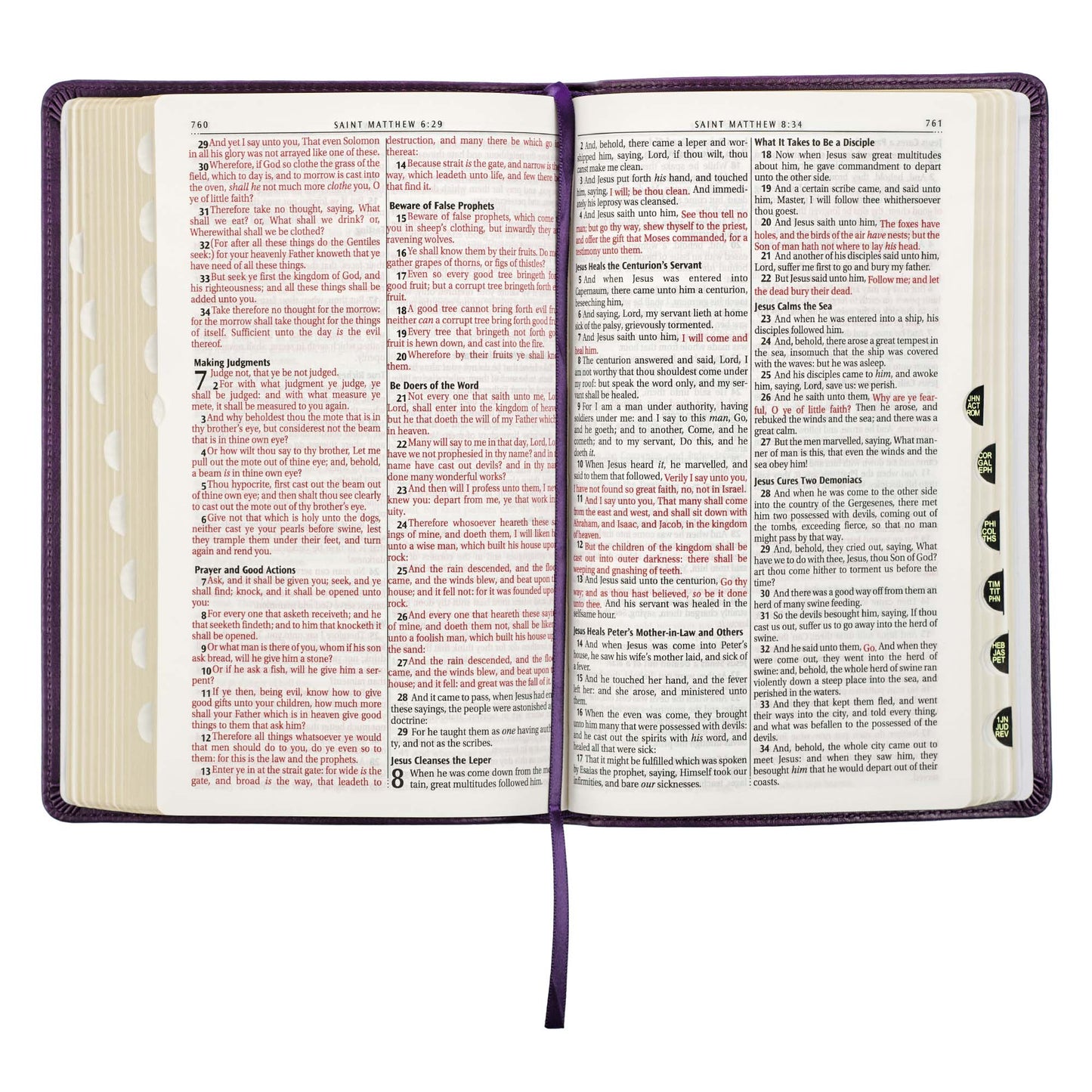 Purple Faux Leather King James Version Deluxe Gift Bible with Thumb Index - The Christian Gift Company