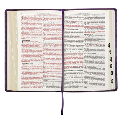 Purple Faux Leather King James Version Deluxe Gift Bible with Thumb Index - The Christian Gift Company