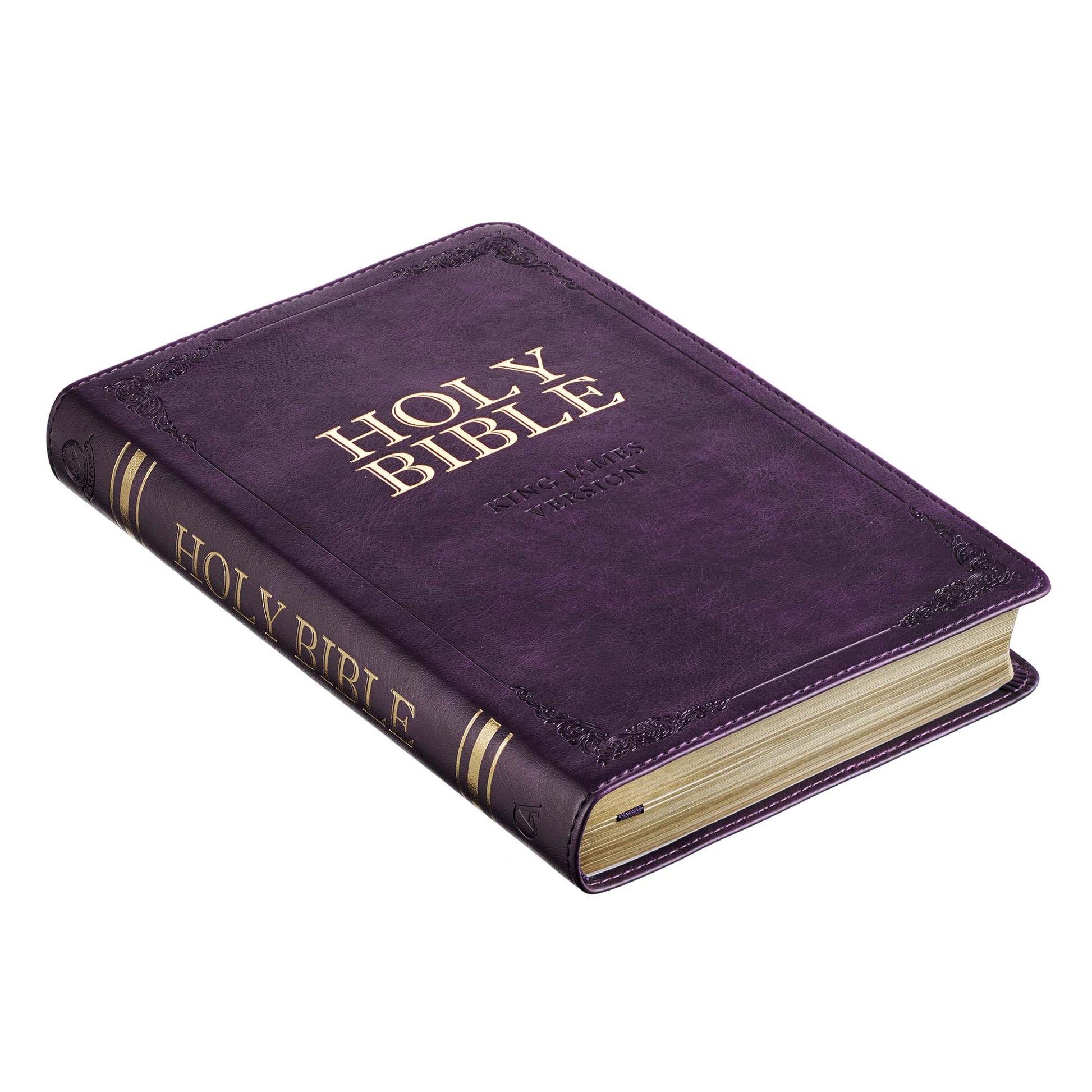 Purple Faux Leather King James Version Deluxe Gift Bible with Thumb Index - The Christian Gift Company