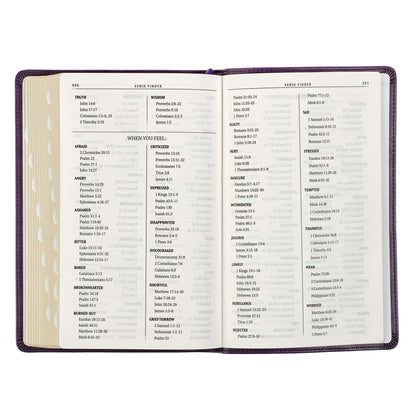 Purple Faux Leather King James Version Deluxe Gift Bible with Thumb Index - The Christian Gift Company