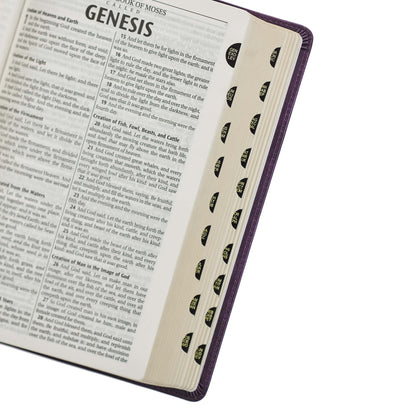 Purple Faux Leather King James Version Deluxe Gift Bible with Thumb Index - The Christian Gift Company