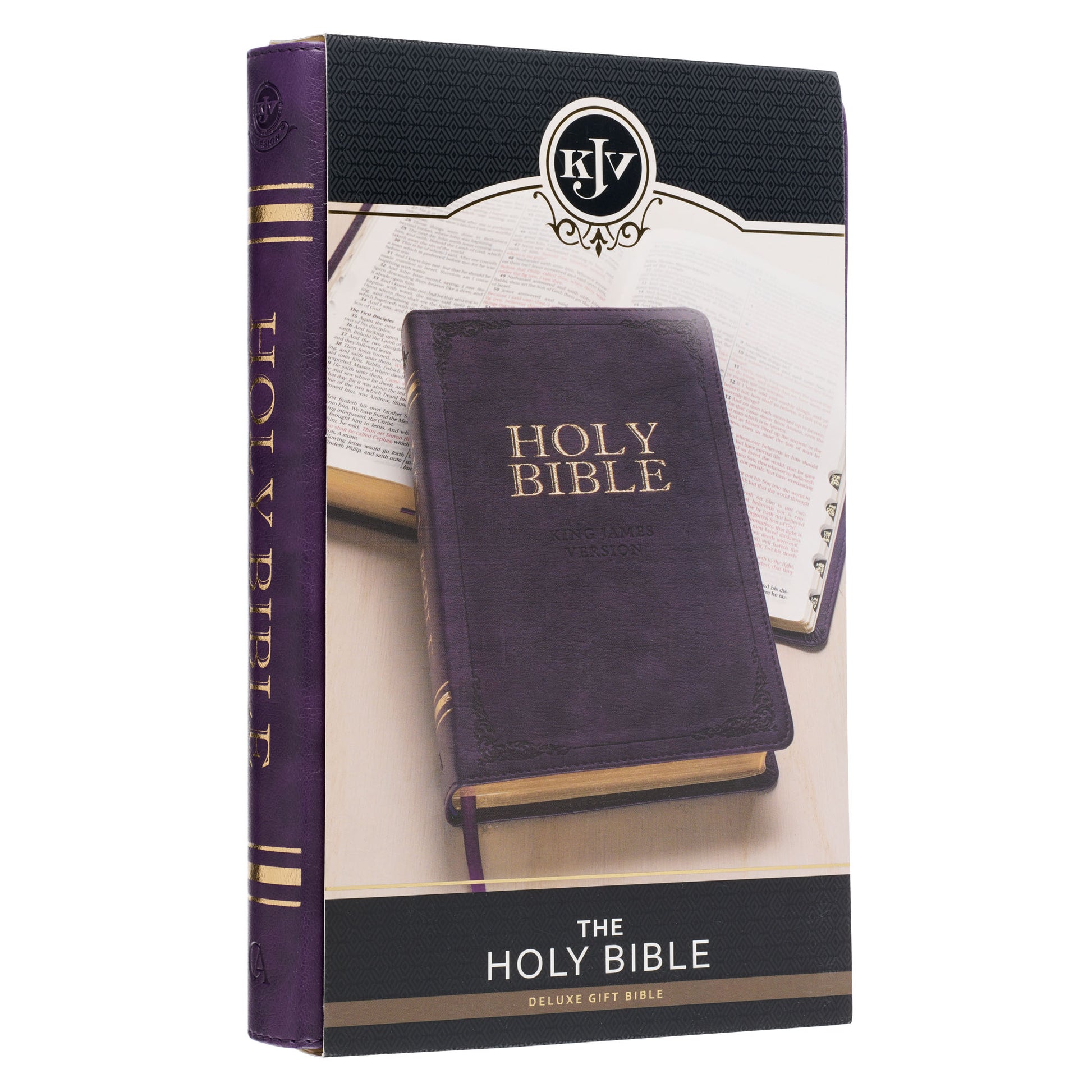 Purple Faux Leather King James Version Deluxe Gift Bible with Thumb Index - The Christian Gift Company