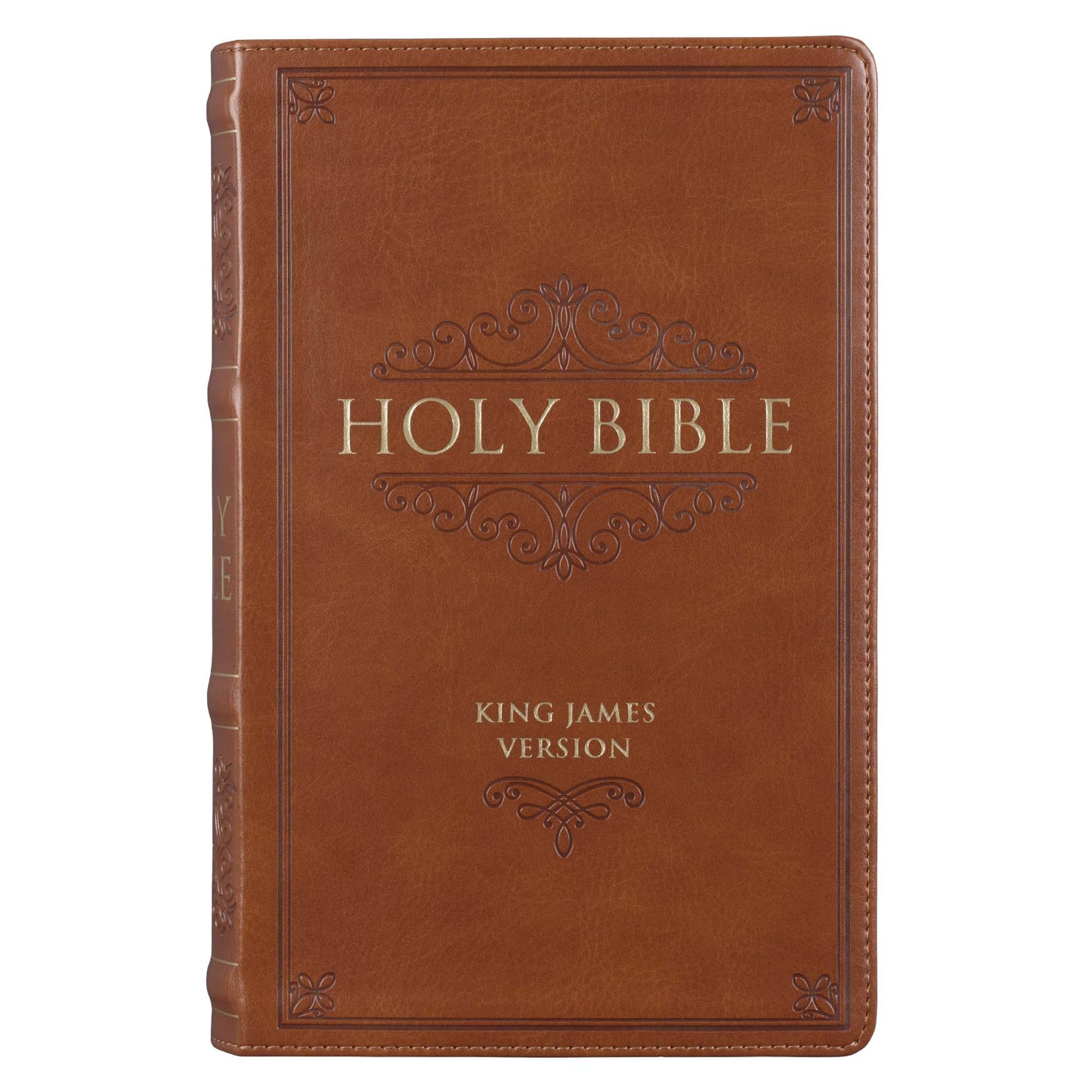 Saddle Tan Faux Leather Giant Print Standard-size King James Version Bible with Thumb Index - The Christian Gift Company