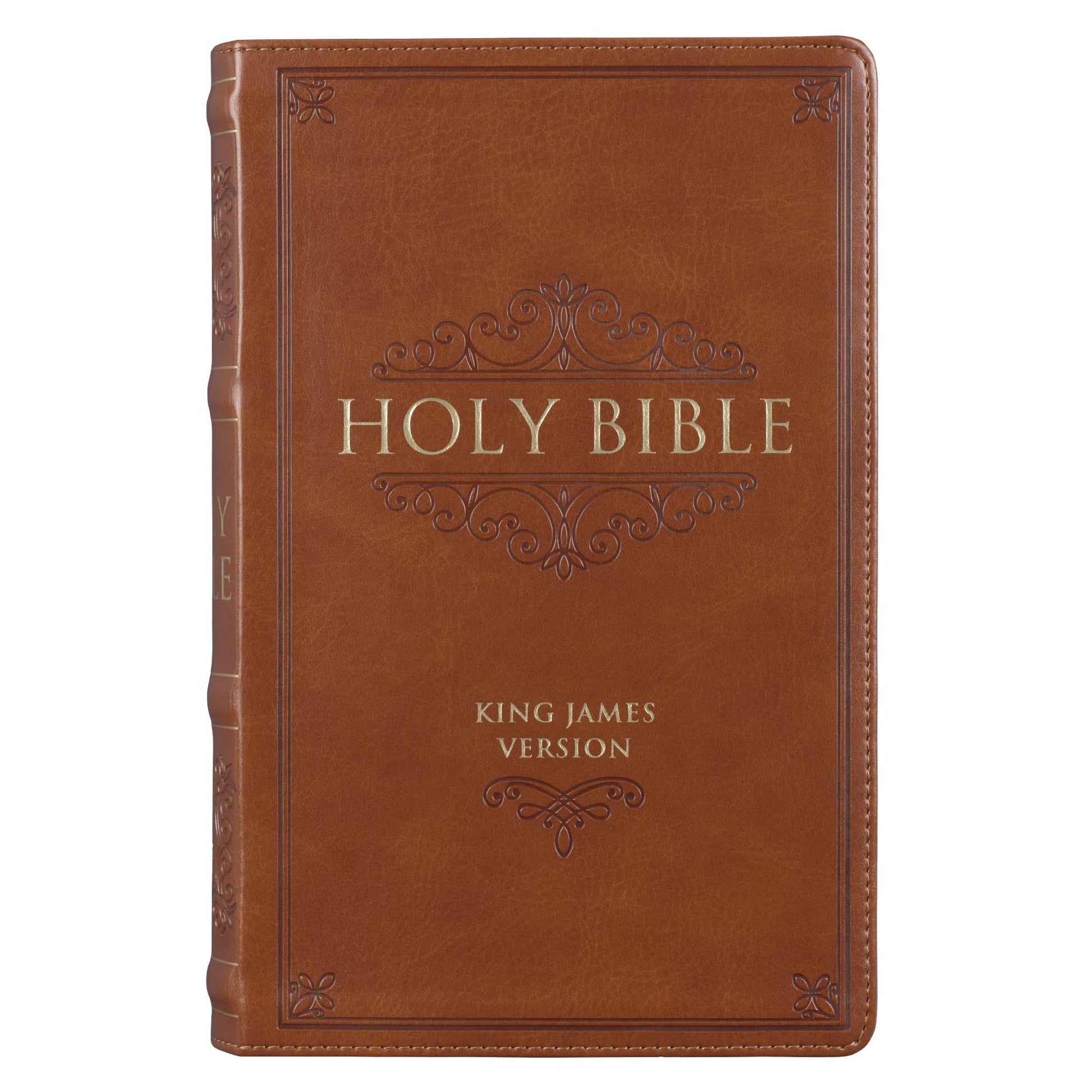 Saddle Tan Faux Leather Giant Print Standard-size King James Version Bible with Thumb Index - The Christian Gift Company