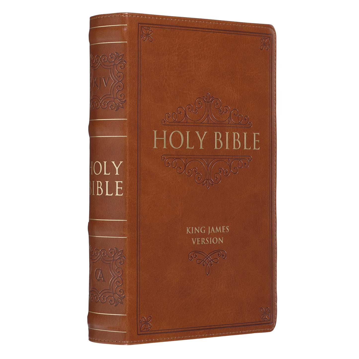 Saddle Tan Faux Leather Giant Print Standard-size King James Version Bible with Thumb Index - The Christian Gift Company