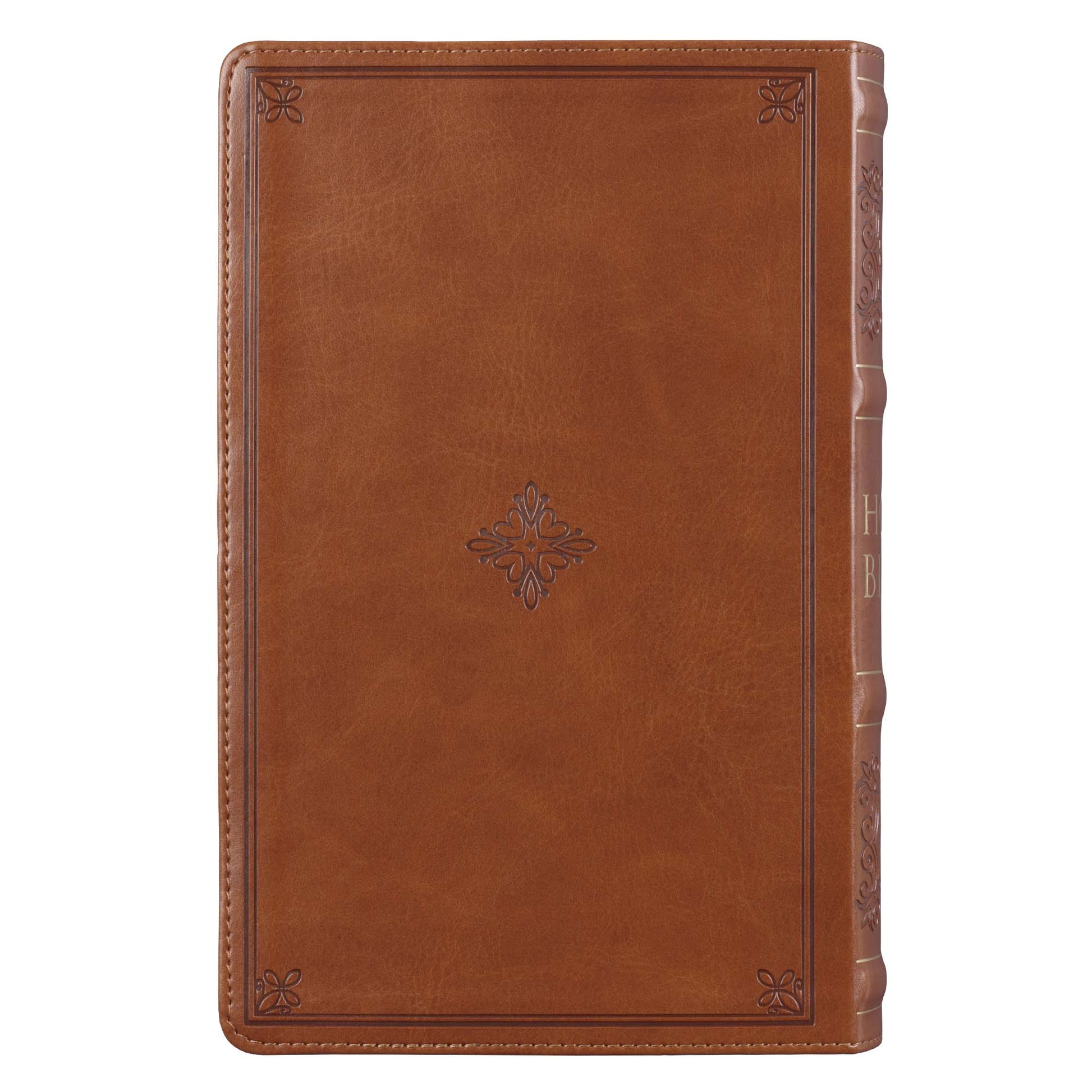 Saddle Tan Faux Leather Giant Print Standard-size King James Version Bible with Thumb Index - The Christian Gift Company