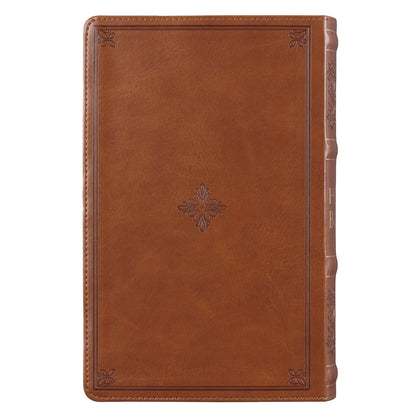 Saddle Tan Faux Leather Giant Print Standard-size King James Version Bible with Thumb Index - The Christian Gift Company