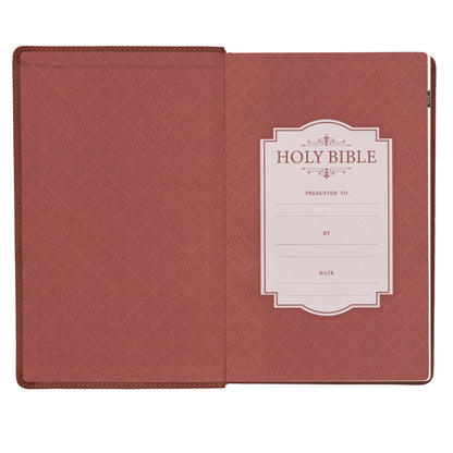 Saddle Tan Faux Leather Giant Print Standard-size King James Version Bible with Thumb Index - The Christian Gift Company