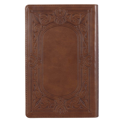 Medium Brown Ivy Faux Leather Giant Print Standard-size Bible with Thumb Index - The Christian Gift Company