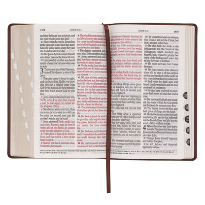 Medium Brown Ivy Faux Leather Giant Print Standard-size Bible with Thumb Index - The Christian Gift Company