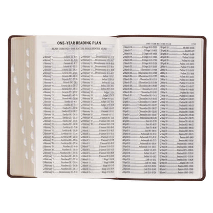 Medium Brown Ivy Faux Leather Giant Print Standard-size Bible with Thumb Index - The Christian Gift Company