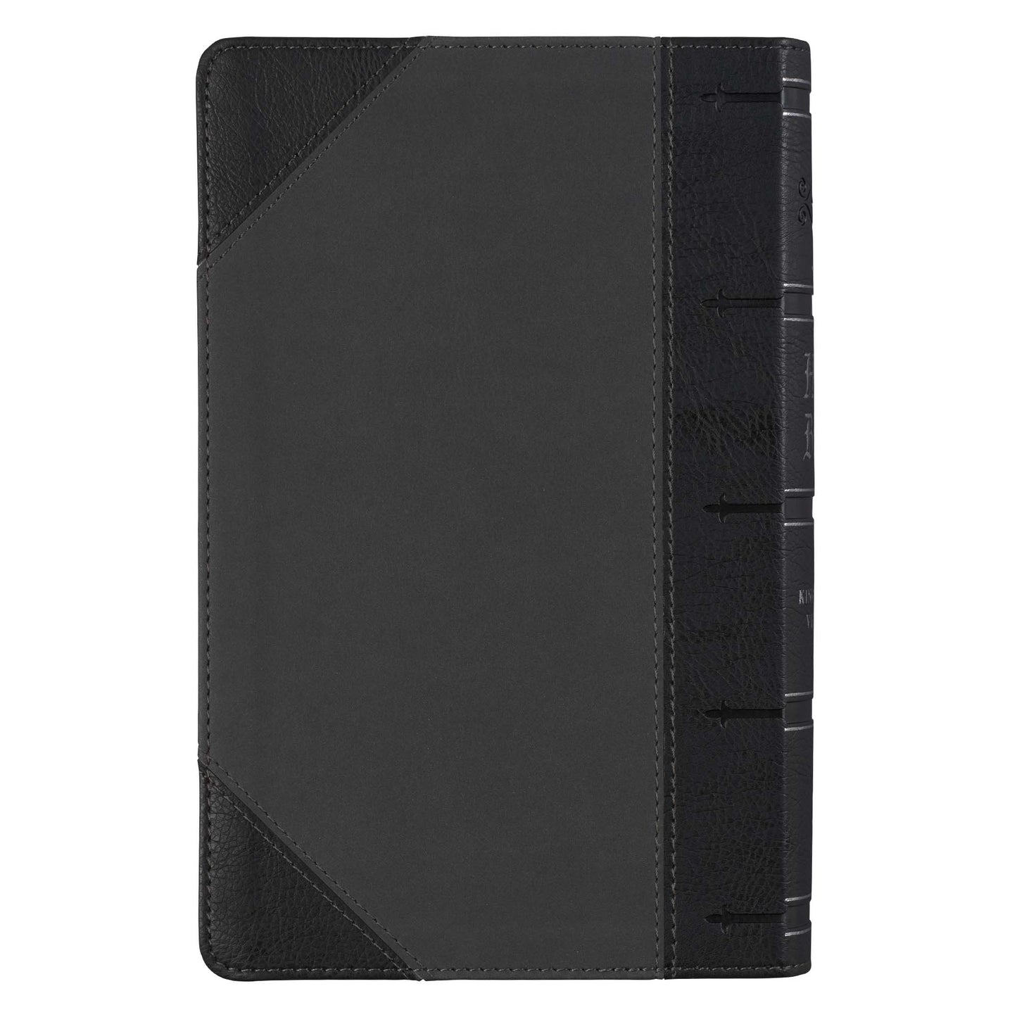 Black and Grey Two-tone Faux Leather Giant Print Standard-size Bible with Thumb Index - The Christian Gift Company