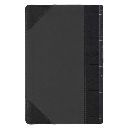 Black and Grey Two-tone Faux Leather Giant Print Standard-size Bible with Thumb Index - The Christian Gift Company