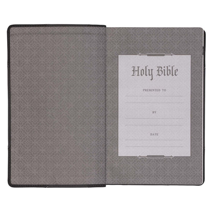 Black and Grey Two-tone Faux Leather Giant Print Standard-size Bible with Thumb Index - The Christian Gift Company