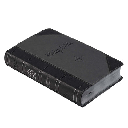 Black and Grey Two-tone Faux Leather Giant Print Standard-size Bible with Thumb Index - The Christian Gift Company