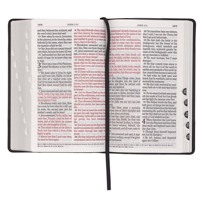 Black and Grey Two-tone Faux Leather Giant Print Standard-size Bible with Thumb Index - The Christian Gift Company