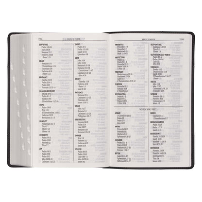 Black and Grey Two-tone Faux Leather Giant Print Standard-size Bible with Thumb Index - The Christian Gift Company