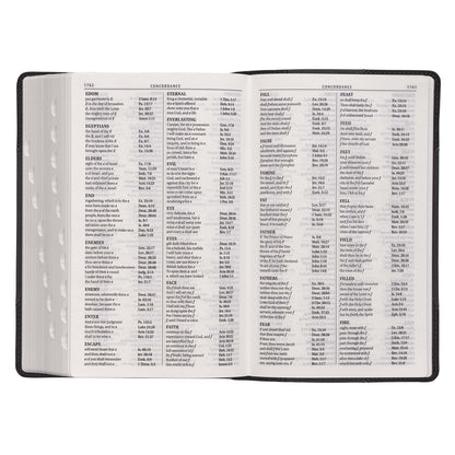 Black and Grey Two-tone Faux Leather Giant Print Standard-size Bible with Thumb Index - The Christian Gift Company