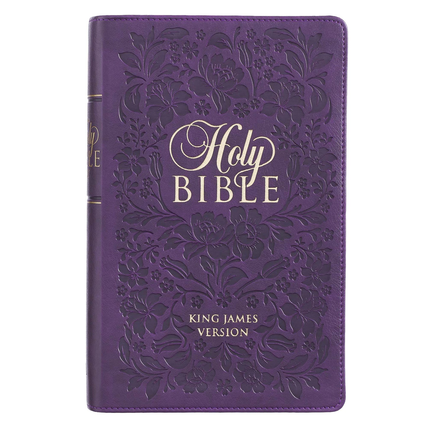 Purple Floral Faux Leather Giant Print Standard-size King James Version Bible with Thumb Index - The Christian Gift Company