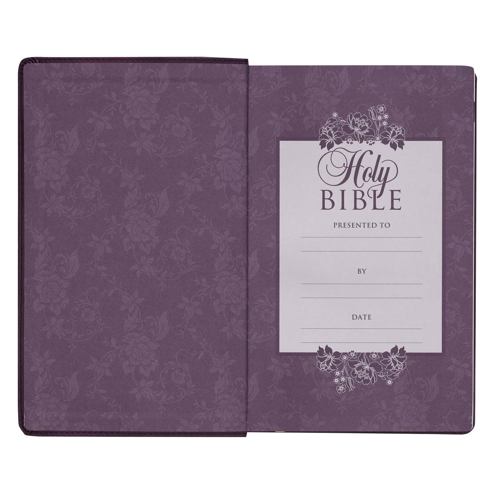 Purple Floral Faux Leather Giant Print Standard-size King James Version Bible with Thumb Index - The Christian Gift Company