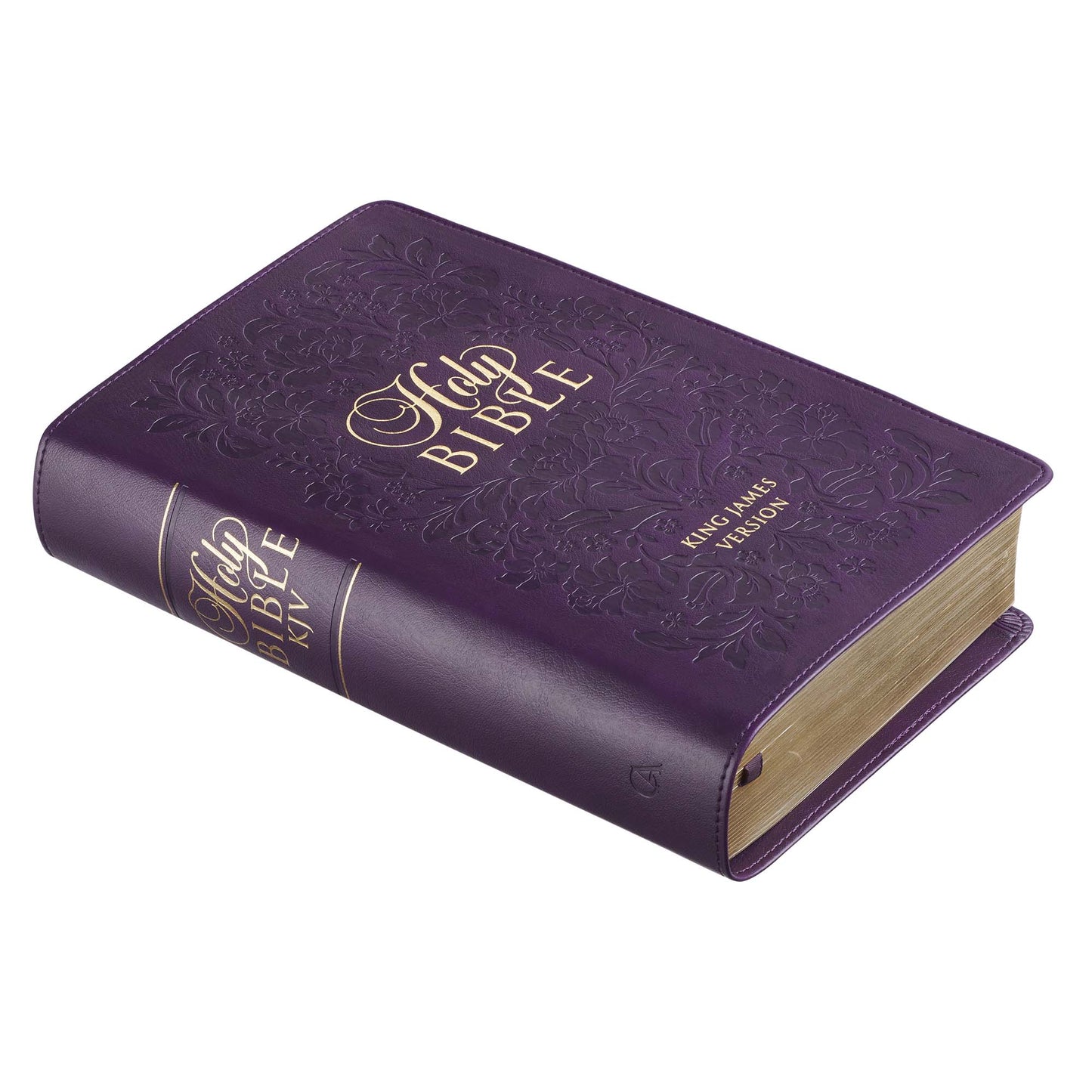 Purple Floral Faux Leather Giant Print Standard-size King James Version Bible with Thumb Index - The Christian Gift Company