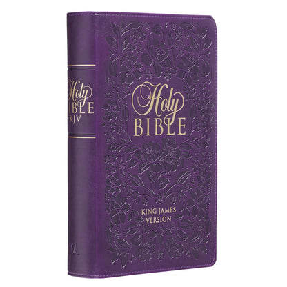 Purple Floral Faux Leather Giant Print Standard-size King James Version Bible with Thumb Index - The Christian Gift Company