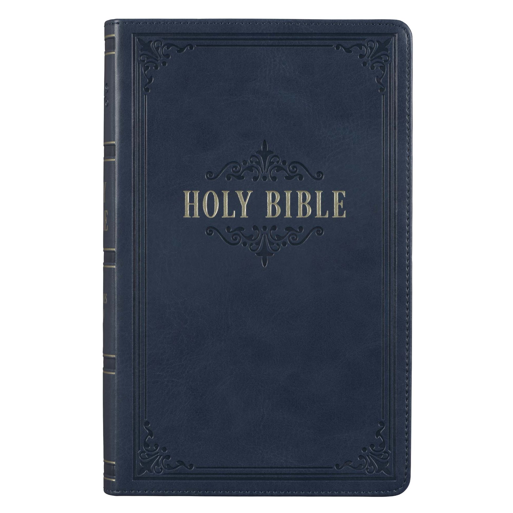 Dark Blue Faux Leather Giant Print Standard-size King James Version Bible with Thumb Index - The Christian Gift Company