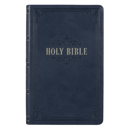 Dark Blue Faux Leather Giant Print Standard-size King James Version Bible with Thumb Index - The Christian Gift Company