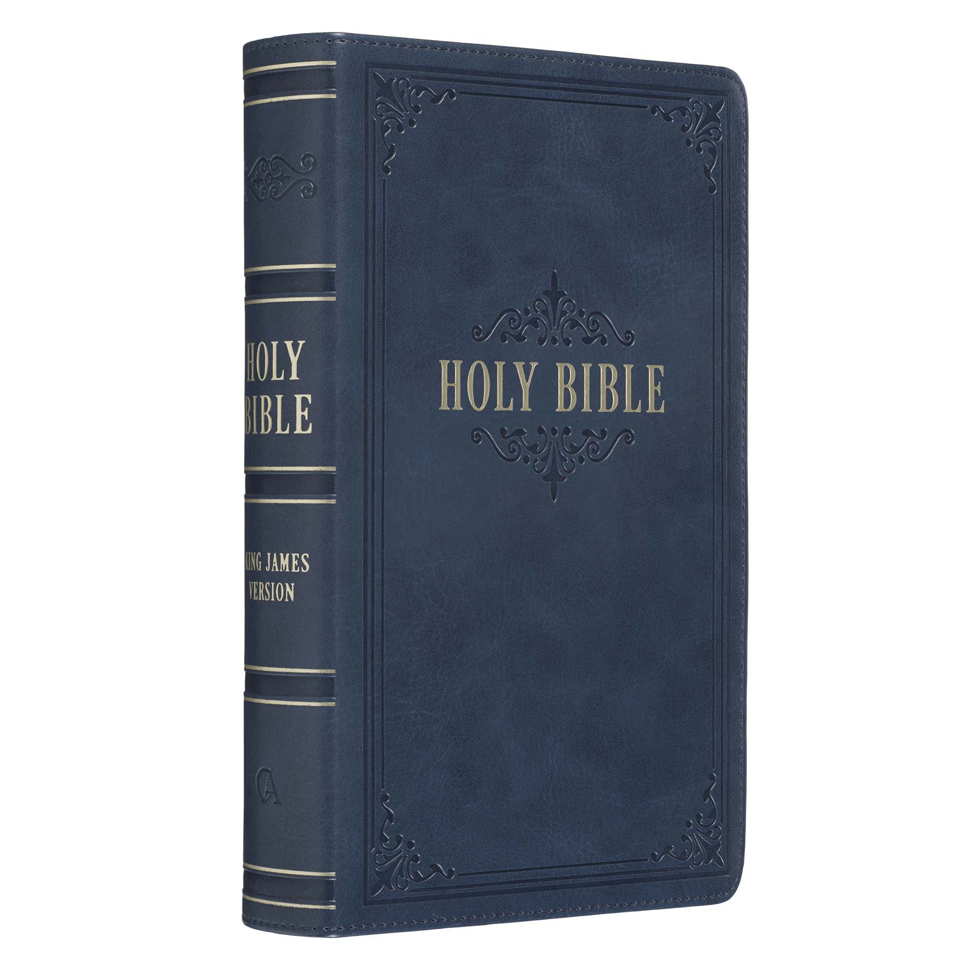 Dark Blue Faux Leather Giant Print Standard-size King James Version Bible with Thumb Index - The Christian Gift Company