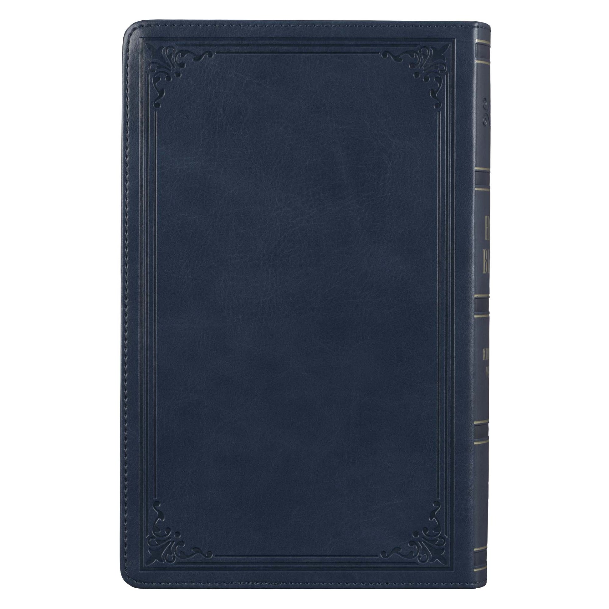 Dark Blue Faux Leather Giant Print Standard-size King James Version Bible with Thumb Index - The Christian Gift Company