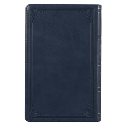 Dark Blue Faux Leather Giant Print Standard-size King James Version Bible with Thumb Index - The Christian Gift Company