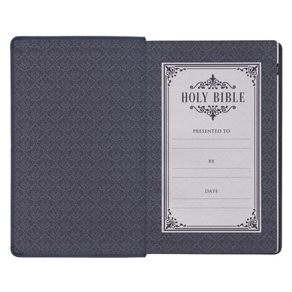 Dark Blue Faux Leather Giant Print Standard-size King James Version Bible with Thumb Index - The Christian Gift Company