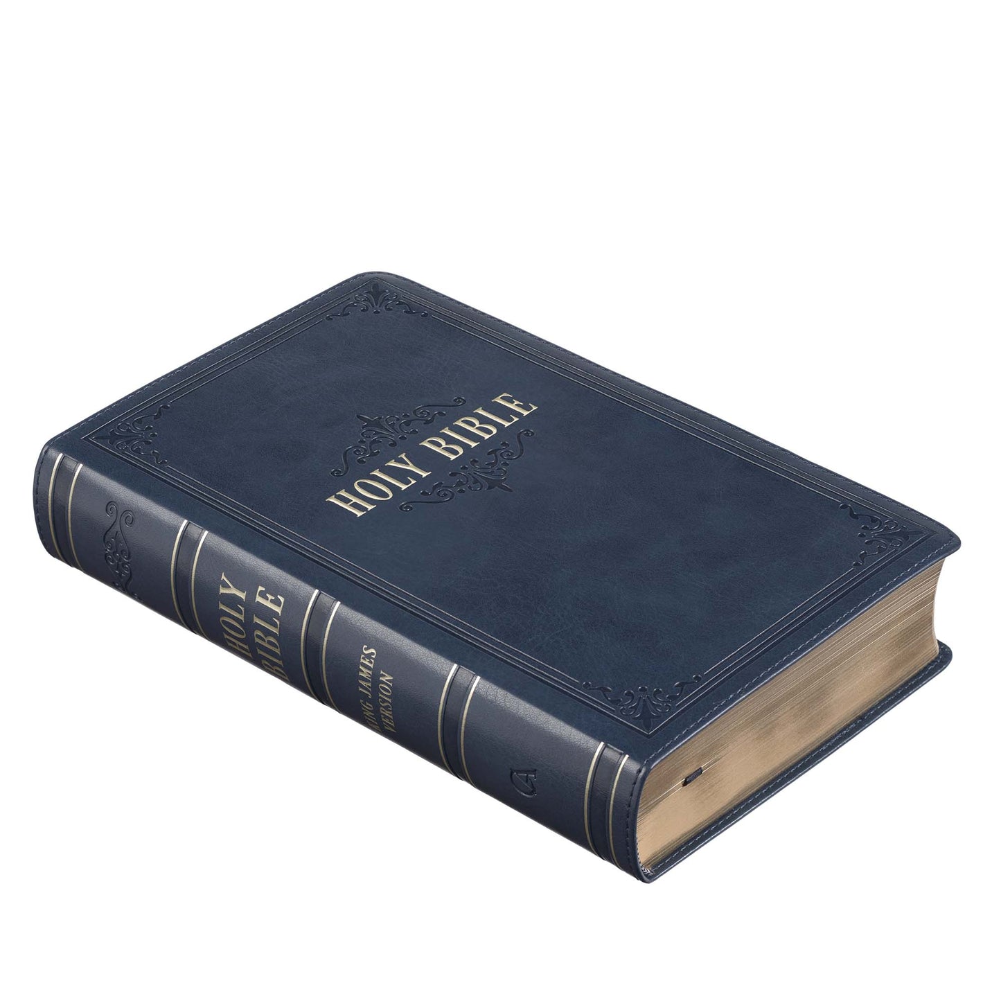 Dark Blue Faux Leather Giant Print Standard-size King James Version Bible with Thumb Index - The Christian Gift Company