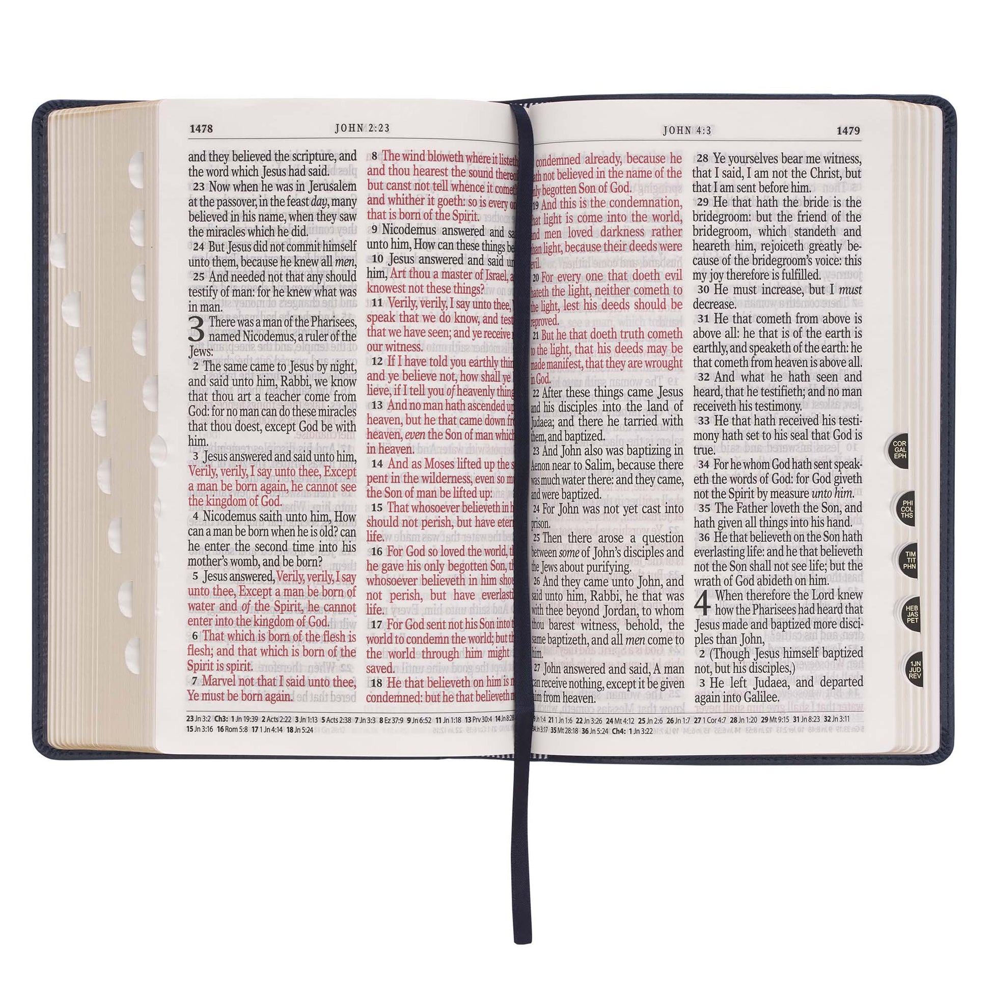 Dark Blue Faux Leather Giant Print Standard-size King James Version Bible with Thumb Index - The Christian Gift Company