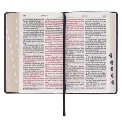 Dark Blue Faux Leather Giant Print Standard-size King James Version Bible with Thumb Index - The Christian Gift Company