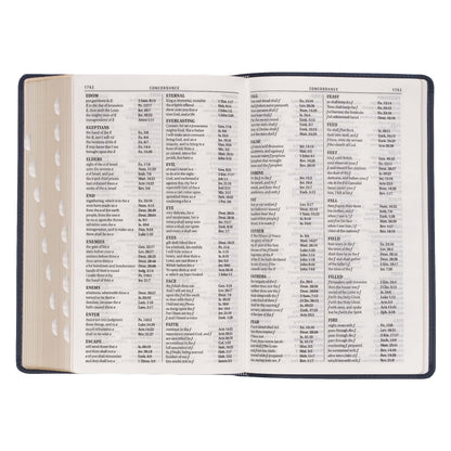 Dark Blue Faux Leather Giant Print Standard-size King James Version Bible with Thumb Index - The Christian Gift Company