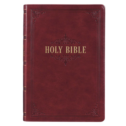 Burgundy Faux Leather Full-size Giant Print King James Version Bible with Thumb Index - The Christian Gift Company