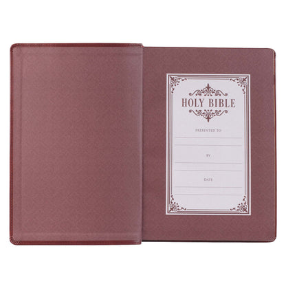 Burgundy Faux Leather Full-size Giant Print King James Version Bible with Thumb Index - The Christian Gift Company