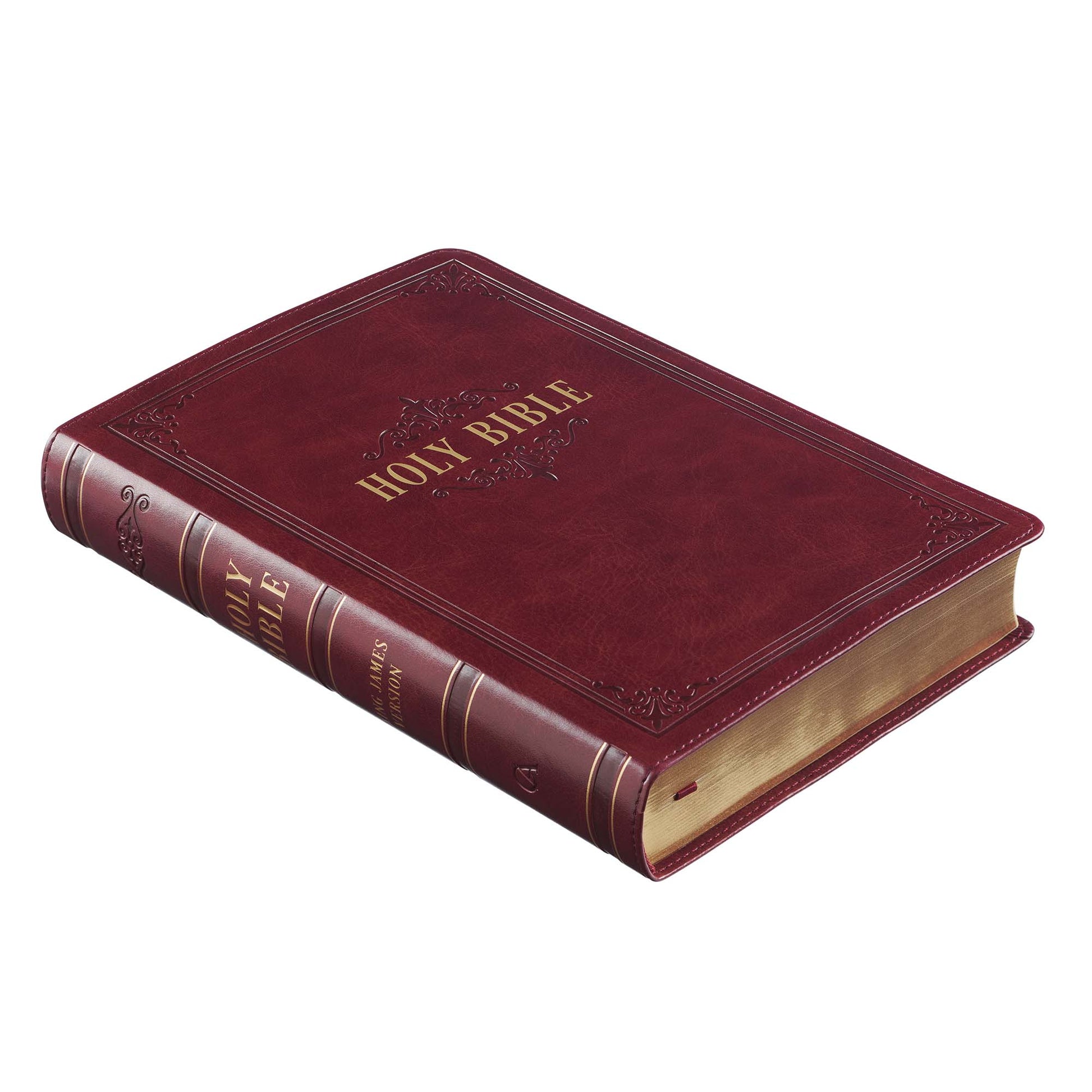 Burgundy Faux Leather Full-size Giant Print King James Version Bible with Thumb Index - The Christian Gift Company