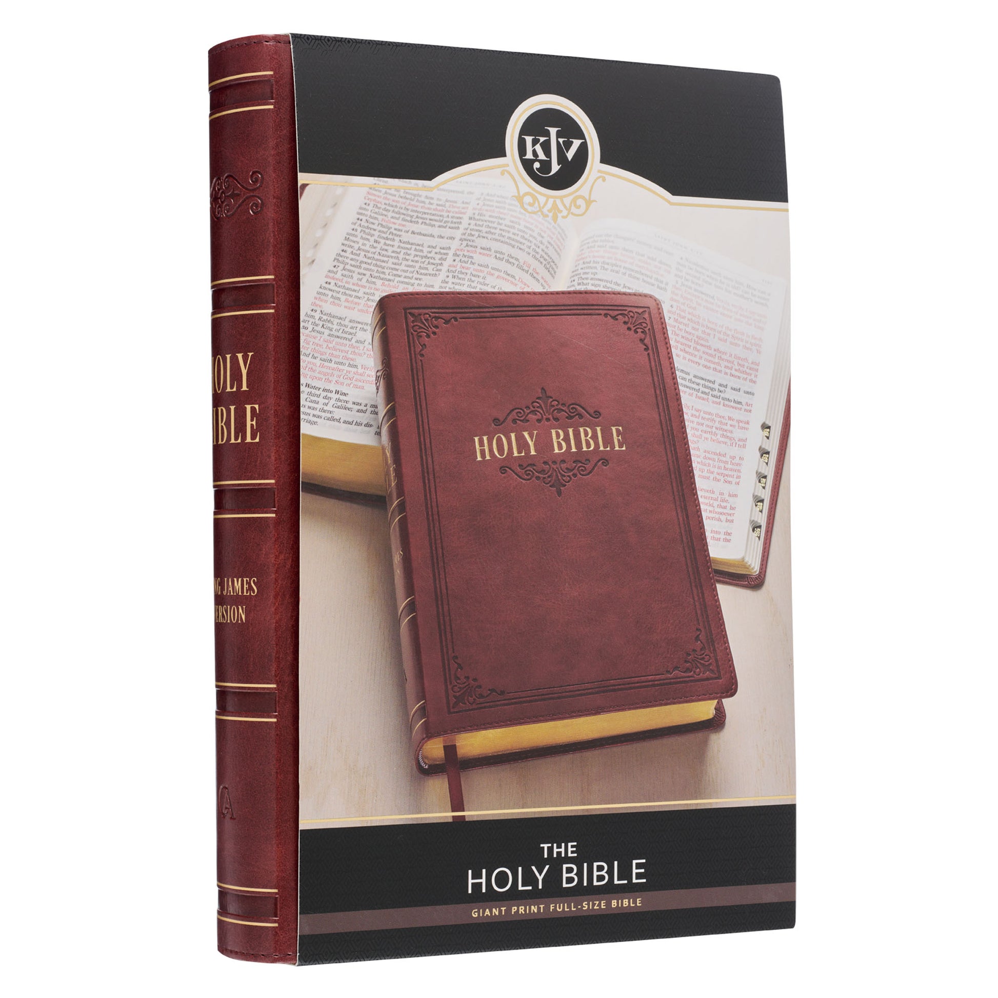 Burgundy Faux Leather Full-size Giant Print King James Version Bible with Thumb Index - The Christian Gift Company