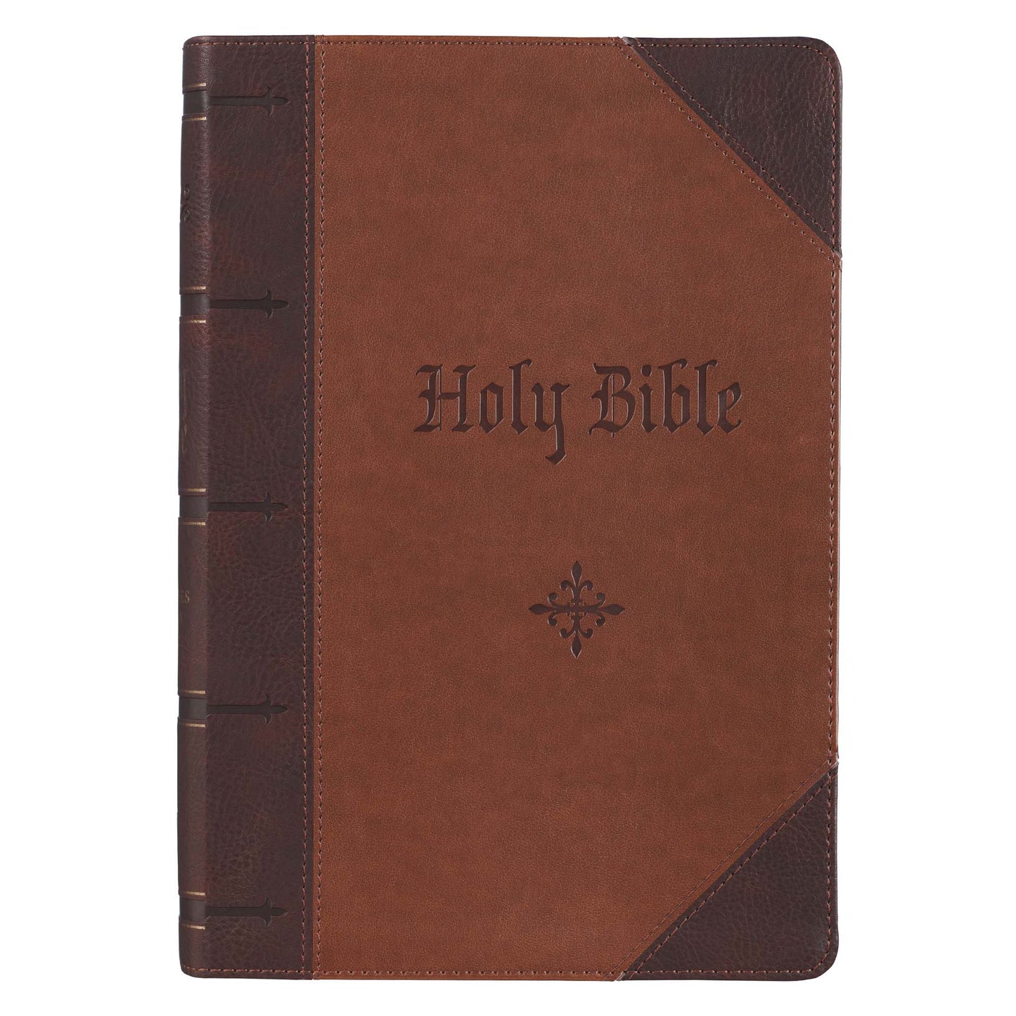 Two-tone Brown Faux Leather Giant Print Full-size King James Version Bible with Thumb Index - The Christian Gift Company