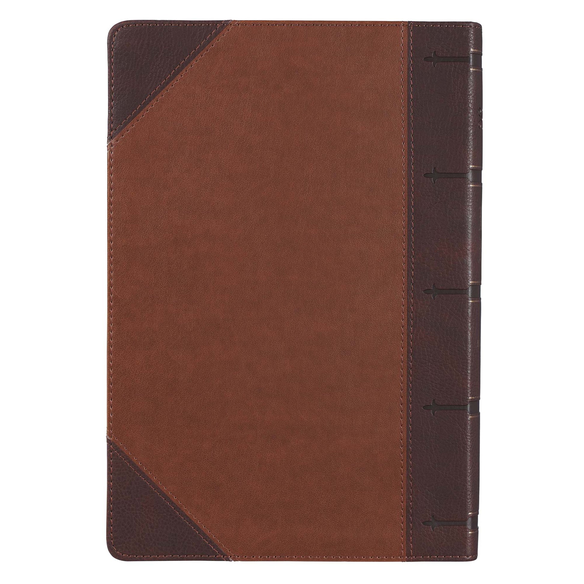 Two-tone Brown Faux Leather Giant Print Full-size King James Version Bible with Thumb Index - The Christian Gift Company