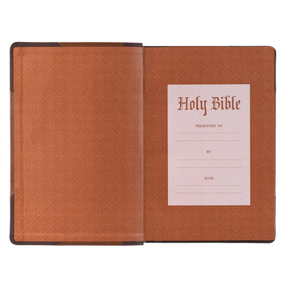 Two-tone Brown Faux Leather Giant Print Full-size King James Version Bible with Thumb Index - The Christian Gift Company