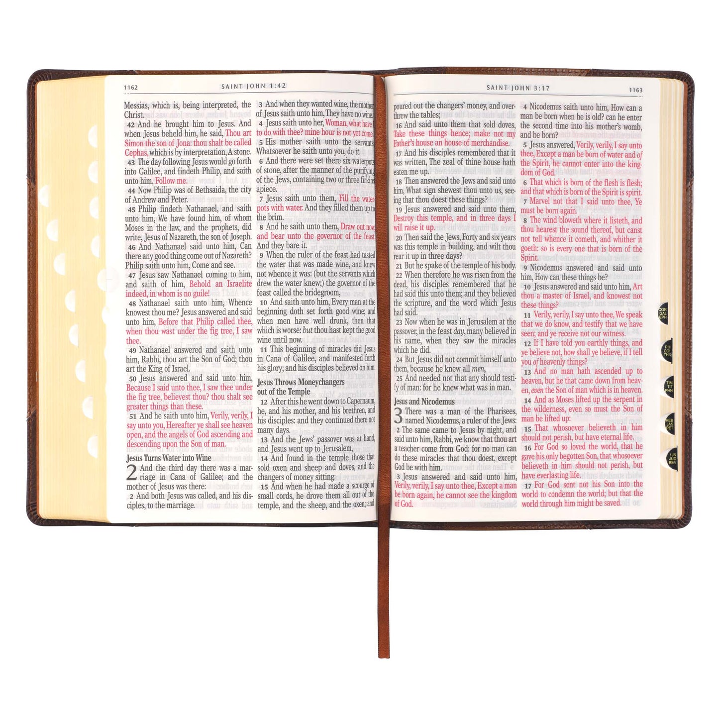 Two-tone Brown Faux Leather Giant Print Full-size King James Version Bible with Thumb Index - The Christian Gift Company